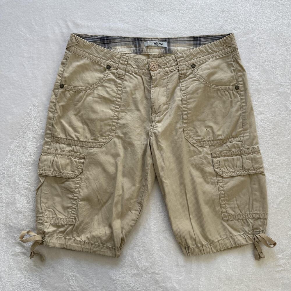 Ubfree Capri Pants Juniors 5 Beige Cargo Drawstring Pockets Twill Casual Summer